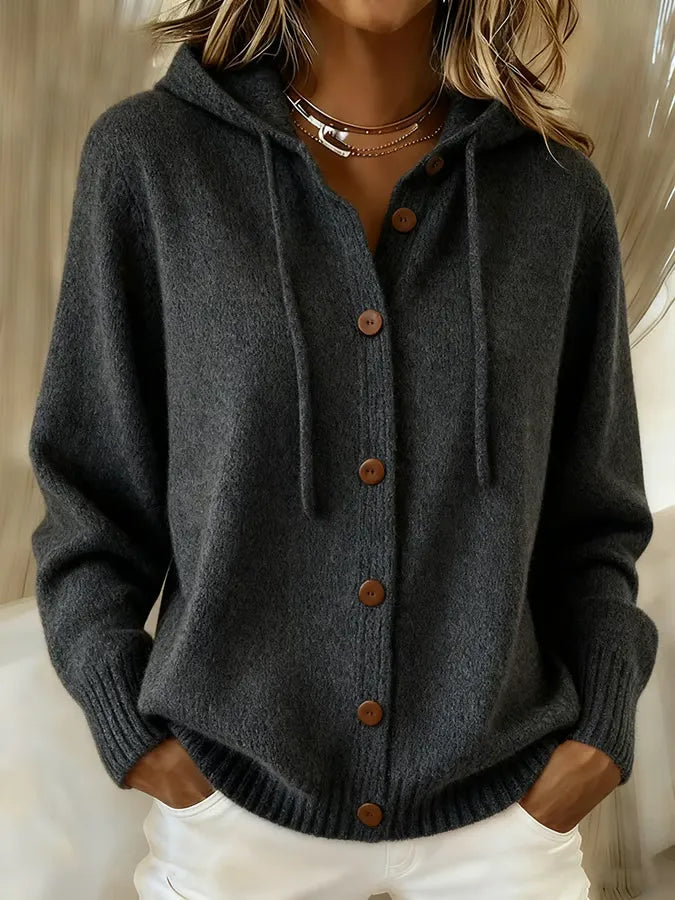 Maud | Gilet à capuche douillet boutonné