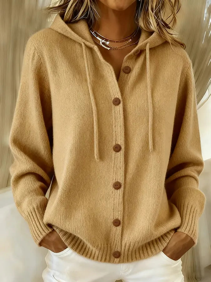 Maud | Gilet à capuche douillet boutonné