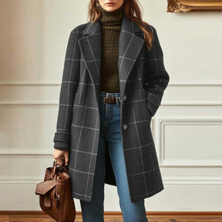 Gerhild | Manteau à carreaux rétro à revers