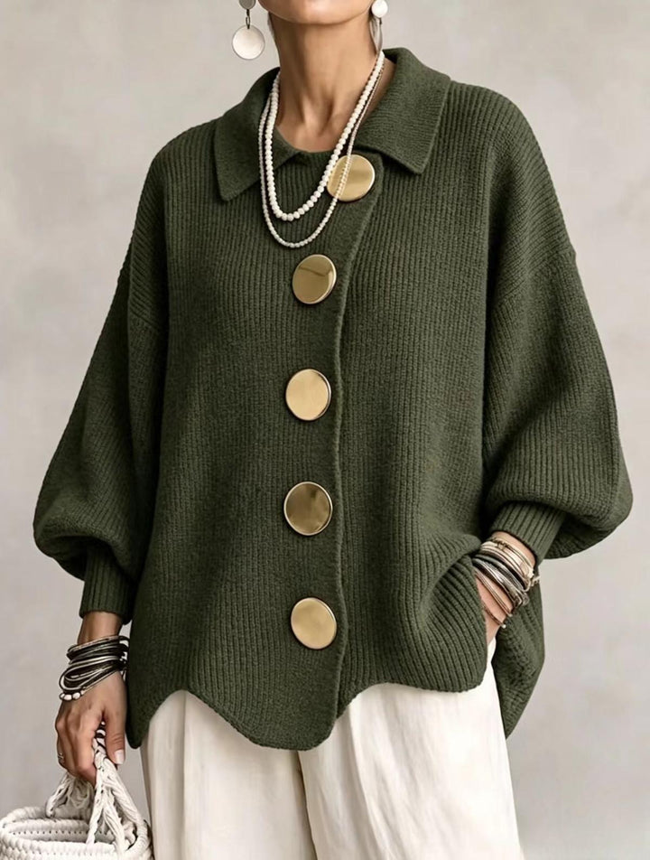 Victoire | Cardigan oversize à gros boutons dorés