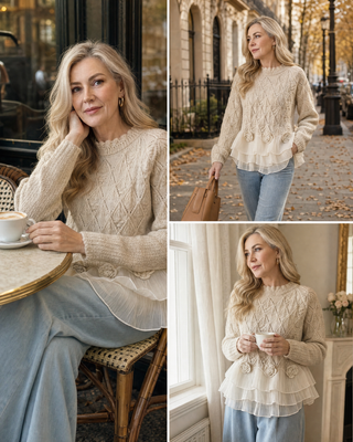 Odile | Pull en maille à volants