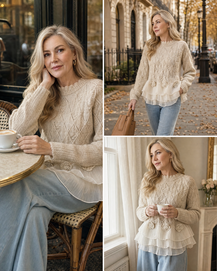 Odile | Pull en maille à volants