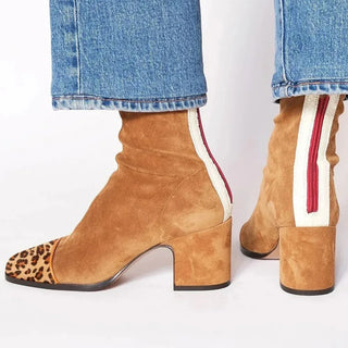 Gisèle | Bottines chaussettes en suédine à talon bloc