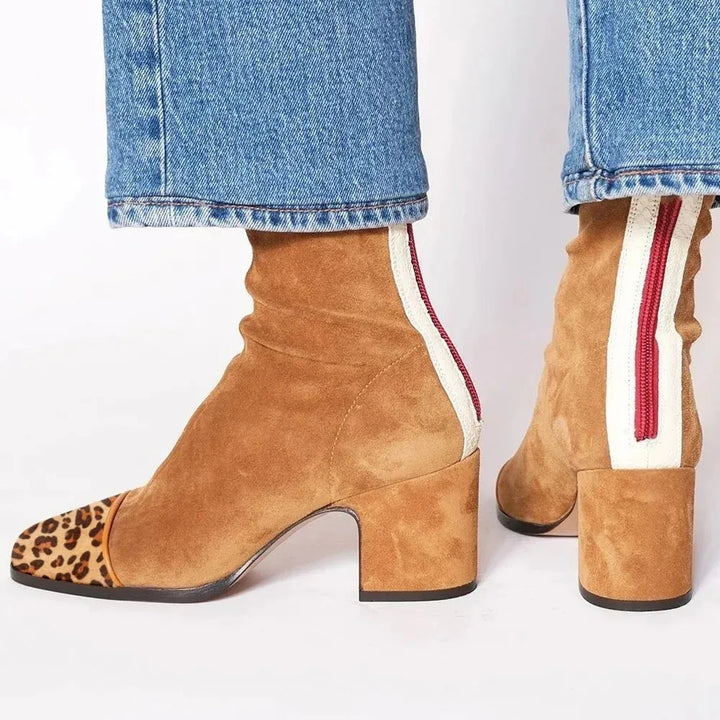 Gisèle | Bottines chaussettes en suédine à talon bloc