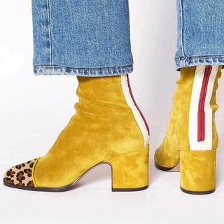 Gisèle | Bottines chaussettes en suédine à talon bloc