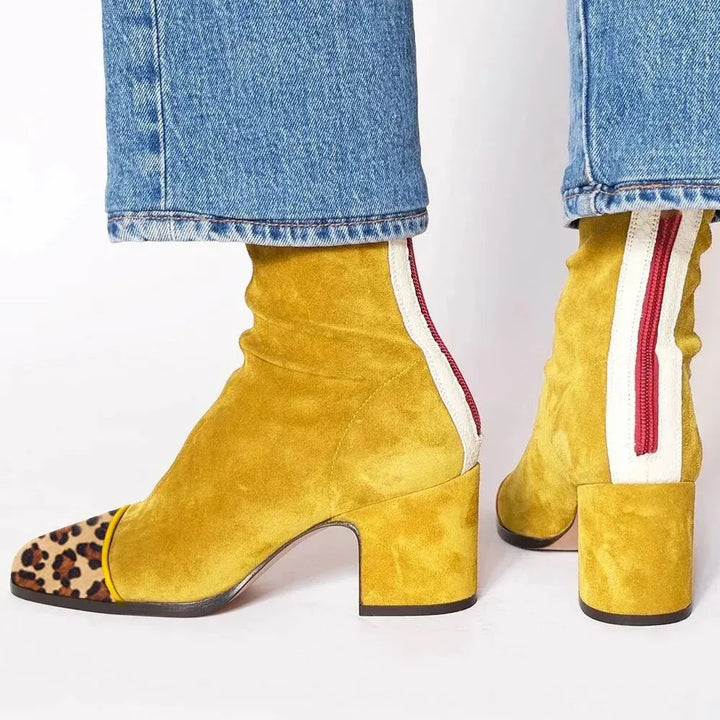 Gisèle | Bottines chaussettes en suédine à talon bloc