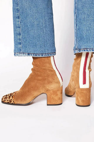 Gisèle | Bottines chaussettes en suédine à talon bloc