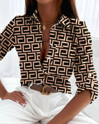 Amelia | Abstract print button-up blouse