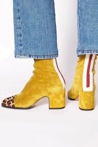 Gisèle | Bottines chaussettes en suédine à talon bloc