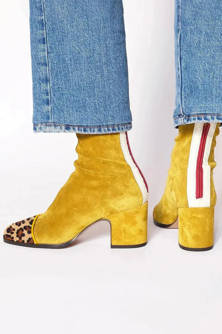 Gisèle | Bottines chaussettes en suédine à talon bloc