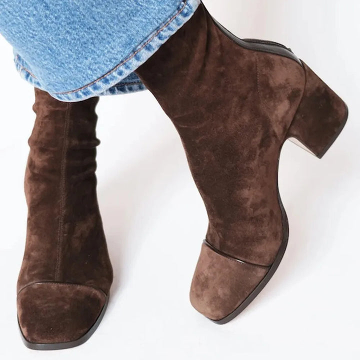 Gisèle | Bottines chaussettes en suédine à talon bloc