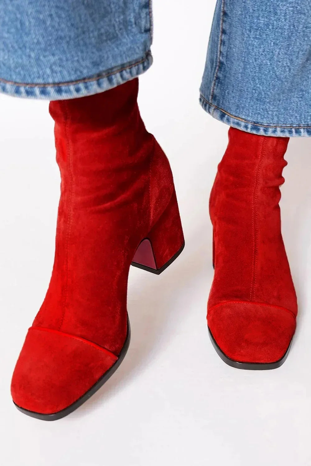 Gisèle | Bottines chaussettes en suédine à talon bloc