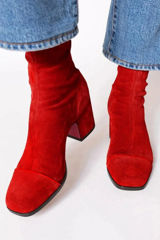 Gisèle | Bottines chaussettes en suédine à talon bloc