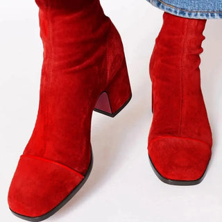 Gisèle | Bottines chaussettes en suédine à talon bloc
