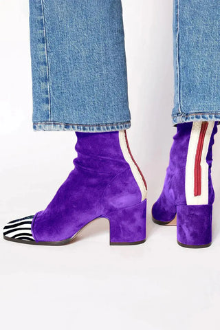 Gisèle | Bottines chaussettes en suédine à talon bloc