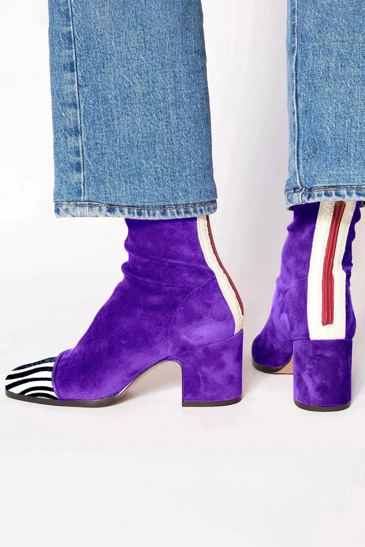 Gisèle | Bottines chaussettes en suédine à talon bloc