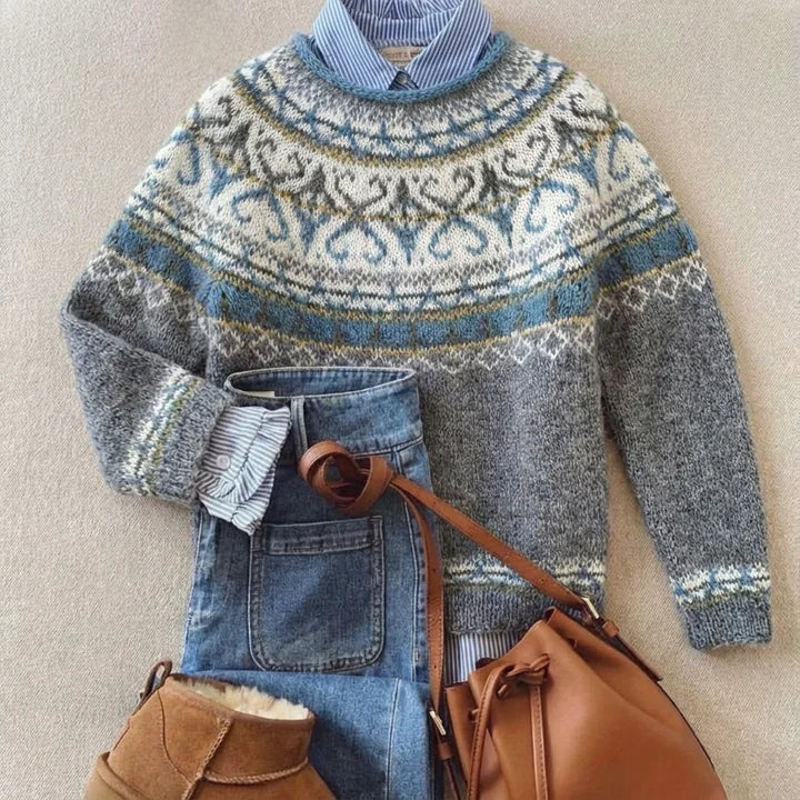 Élodie | Pull en maille jacquard nordique
