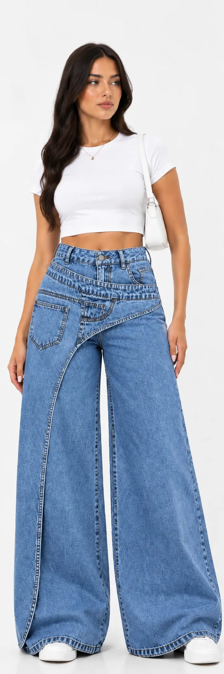 Aurélie | Jean large à empiècement asymétrique