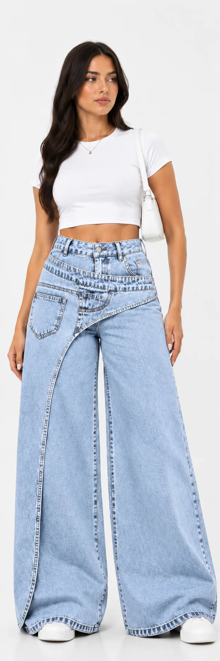 Aurélie | Jean large à empiècement asymétrique