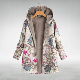Iris | Veste fleurie doublée polaire à capuche