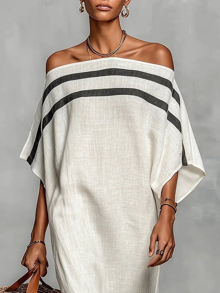 Naiara | Robe longue épaules dénudées et manches chauve-souris