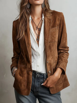 Honorine | Blazer vintage effet daim