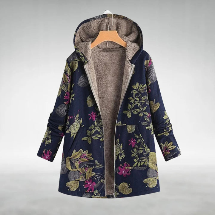 Iris | Veste fleurie doublée polaire à capuche