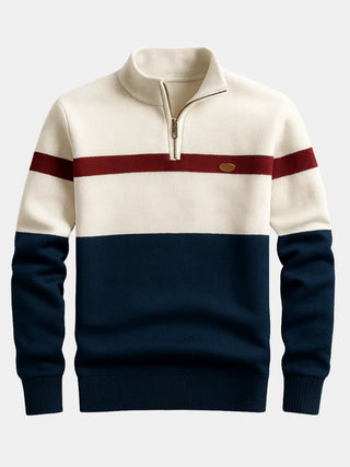 Lazare | Pull demi-zippé à bandes contrastées