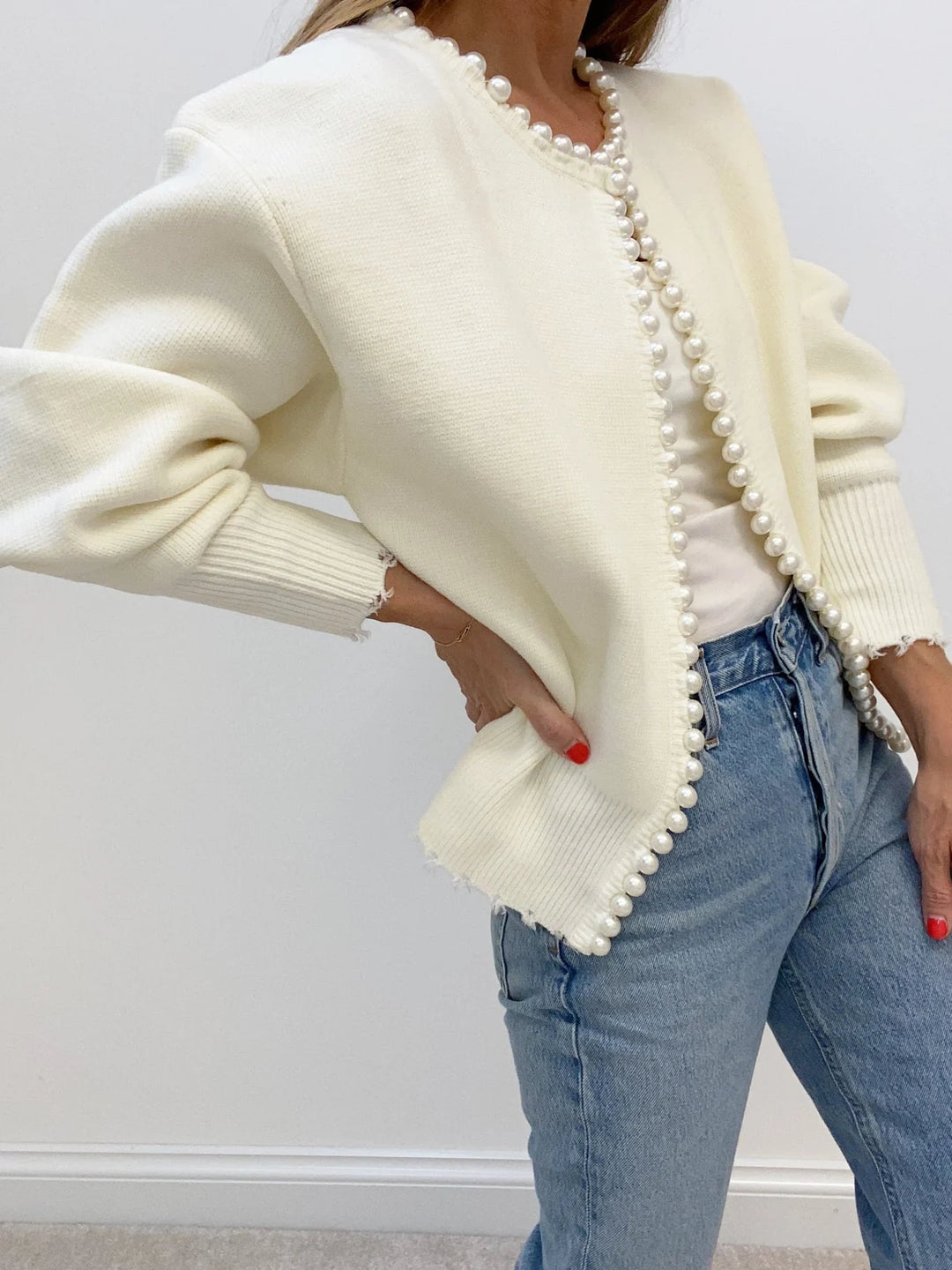 Esther | Cardigan en maille orné de perles