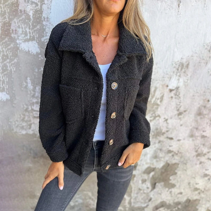 Mylène | Veste teddy boutonnée à col