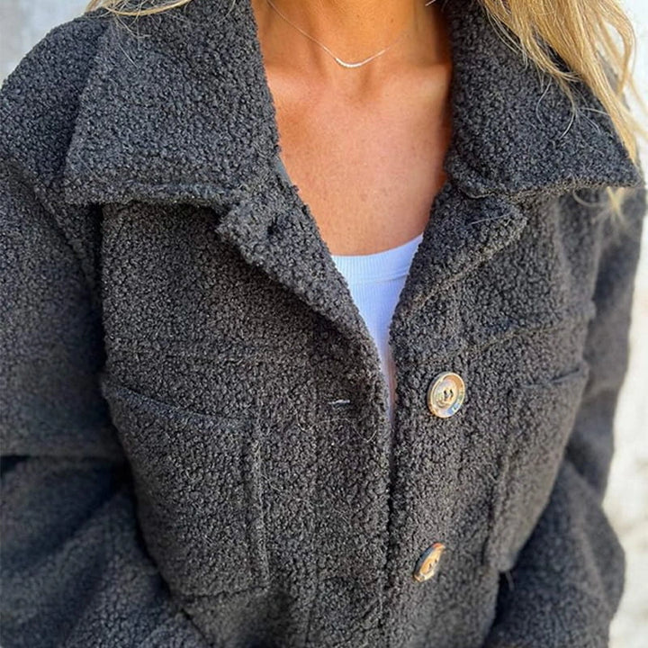 Mylène | Veste teddy boutonnée à col