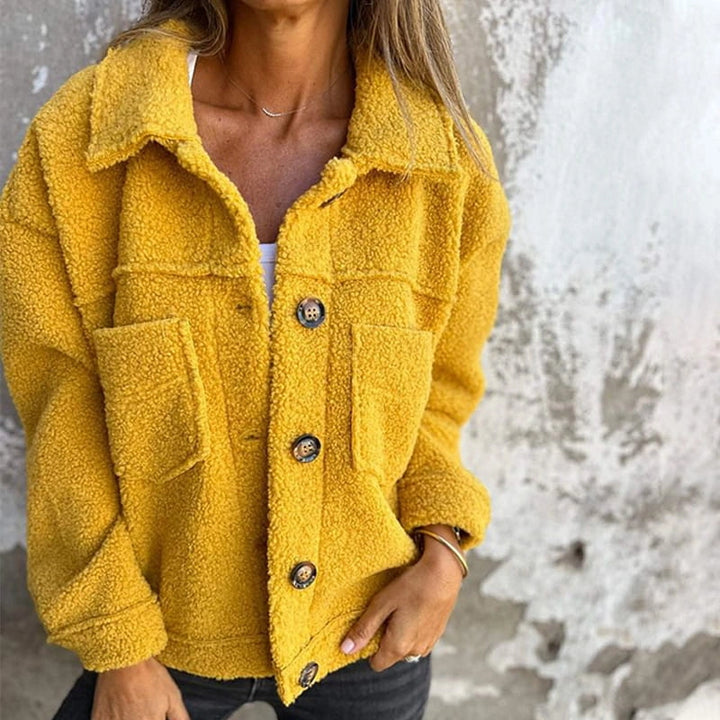 Mylène | Veste teddy boutonnée à col