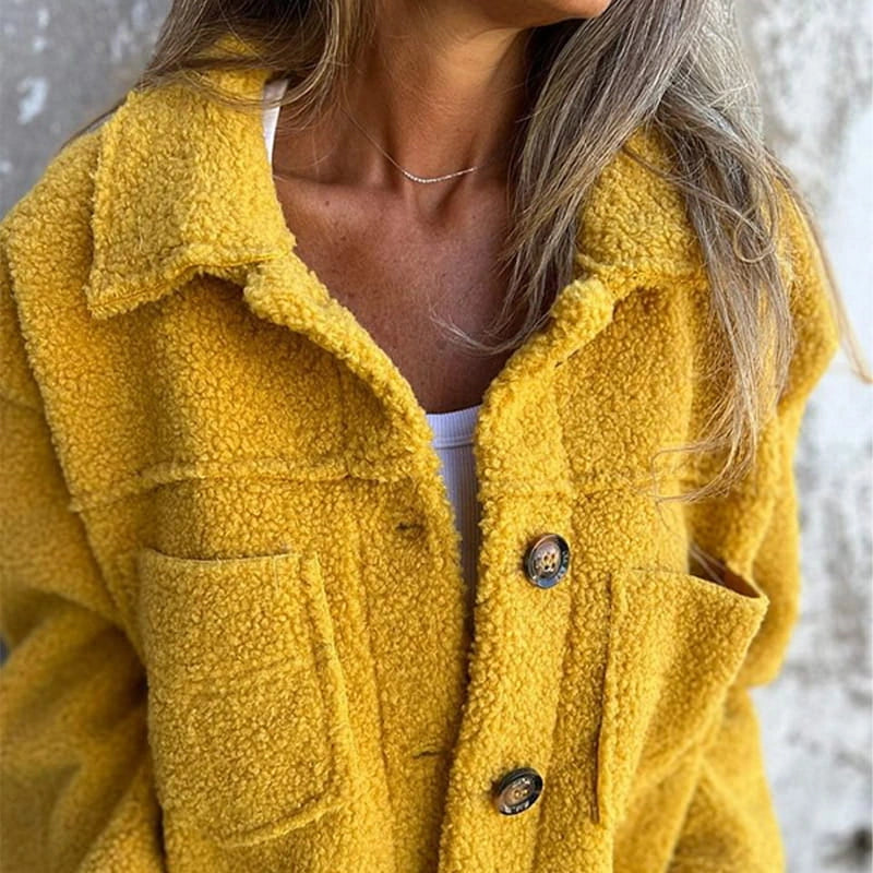 Mylène | Veste teddy boutonnée à col