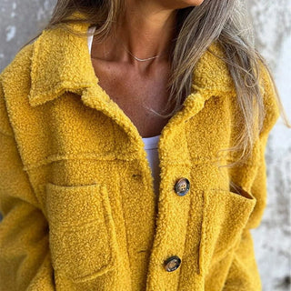 Mylène | Veste teddy boutonnée à col
