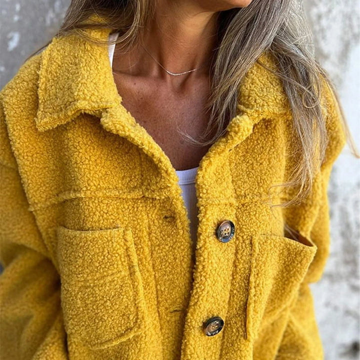 Mylène | Veste teddy boutonnée à col