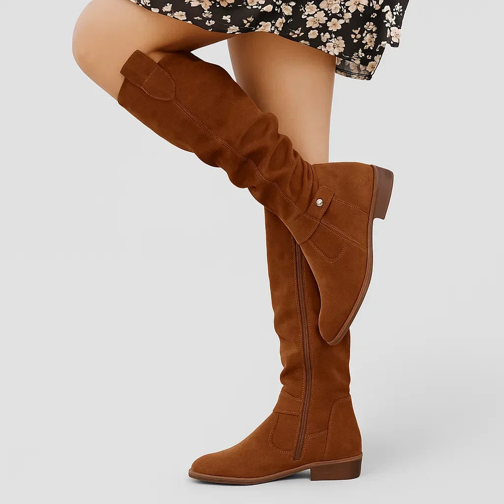 Salomé | Bottes hautes froncées en suédine