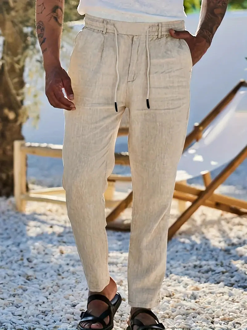 Nichols | Pantalon ample en lin à cordon de serrage