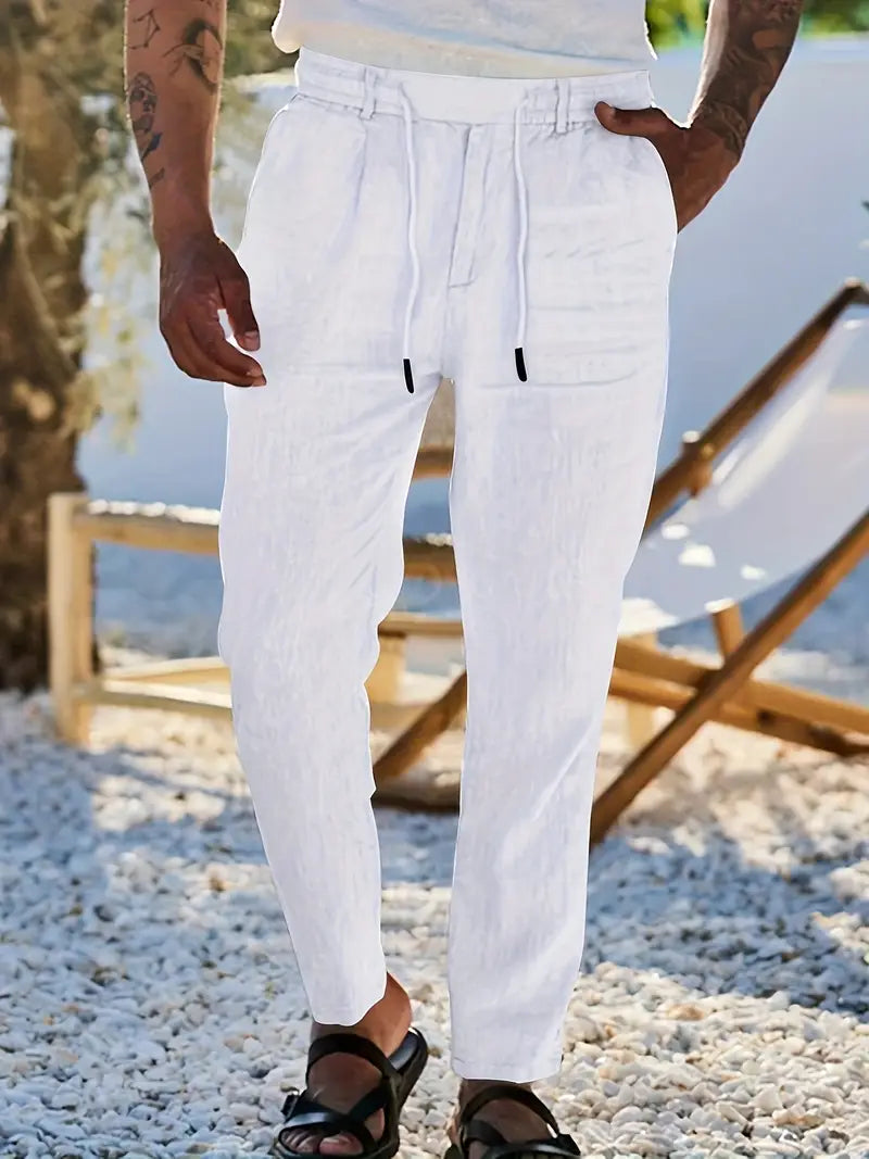 Nichols | Pantalon ample en lin à cordon de serrage