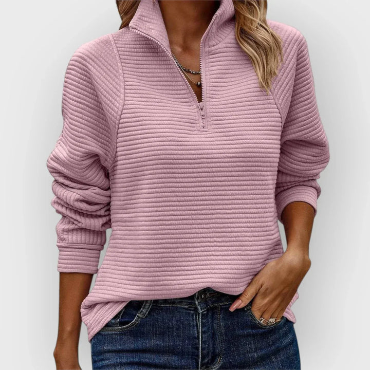 Océane | Pull demi-zippé en maille texturée