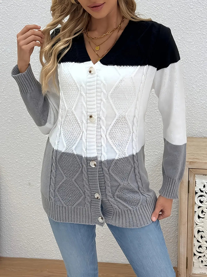 Philippine | Gilet colorblock en maille torsadée