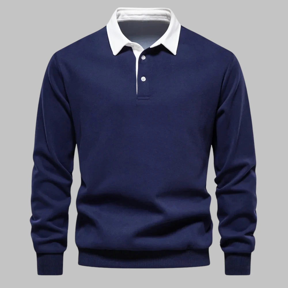 Sylvain | Pull col polo contrasté