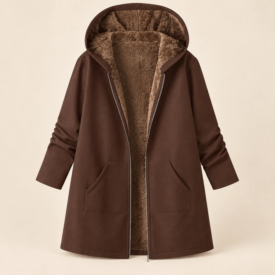 Ysoline | Manteau à capuche doublé effet sherpa