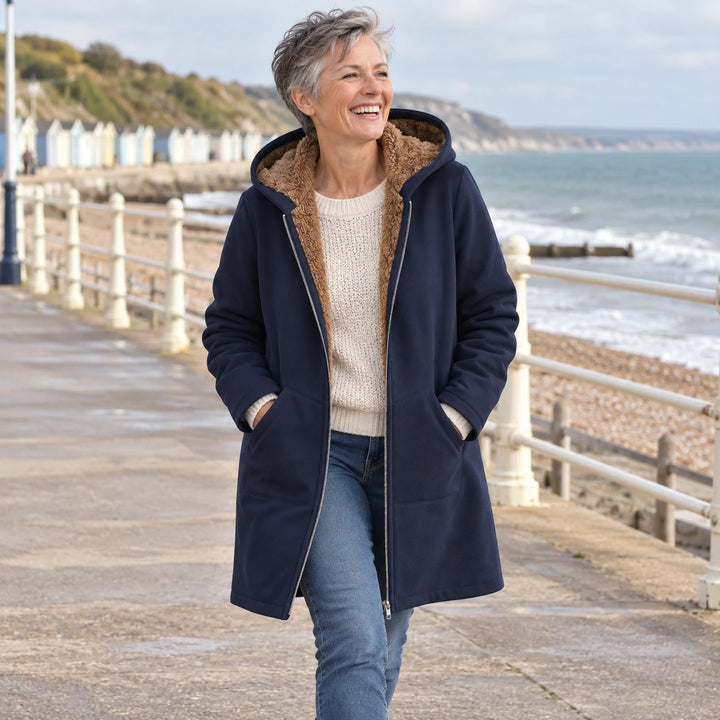 Ysoline | Manteau à capuche doublé effet sherpa
