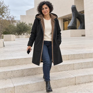 Ysoline | Manteau à capuche doublé effet sherpa