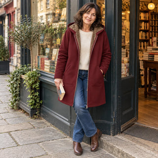 Ysoline | Manteau à capuche doublé effet sherpa