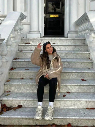 Ombline | Veste teddy oversize zippée à col montant