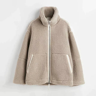 Ombline | Veste teddy oversize zippée à col montant