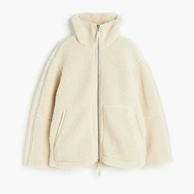 Ombline | Veste teddy oversize zippée à col montant