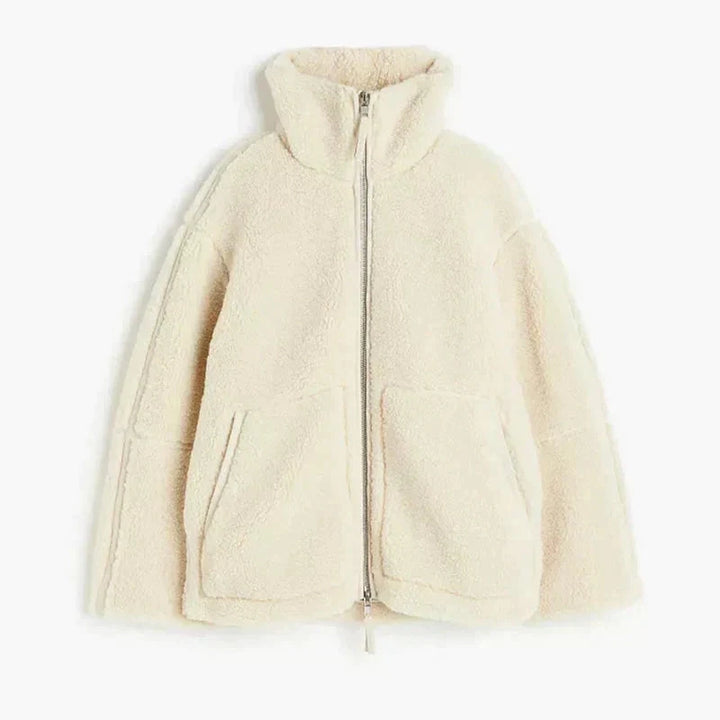 Ombline | Veste teddy oversize zippée à col montant