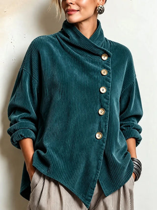 Philippa | Pull asymétrique boutonné à col montant